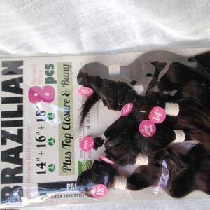 Brazilian Human Hair Extensions with Closure and Bang